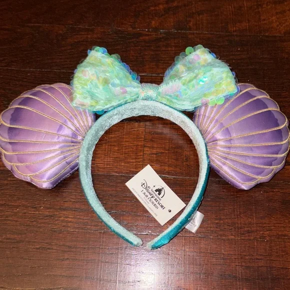 Disney Little Mermaid Purple and Mint Seashell Headband - Picture 2 of 4